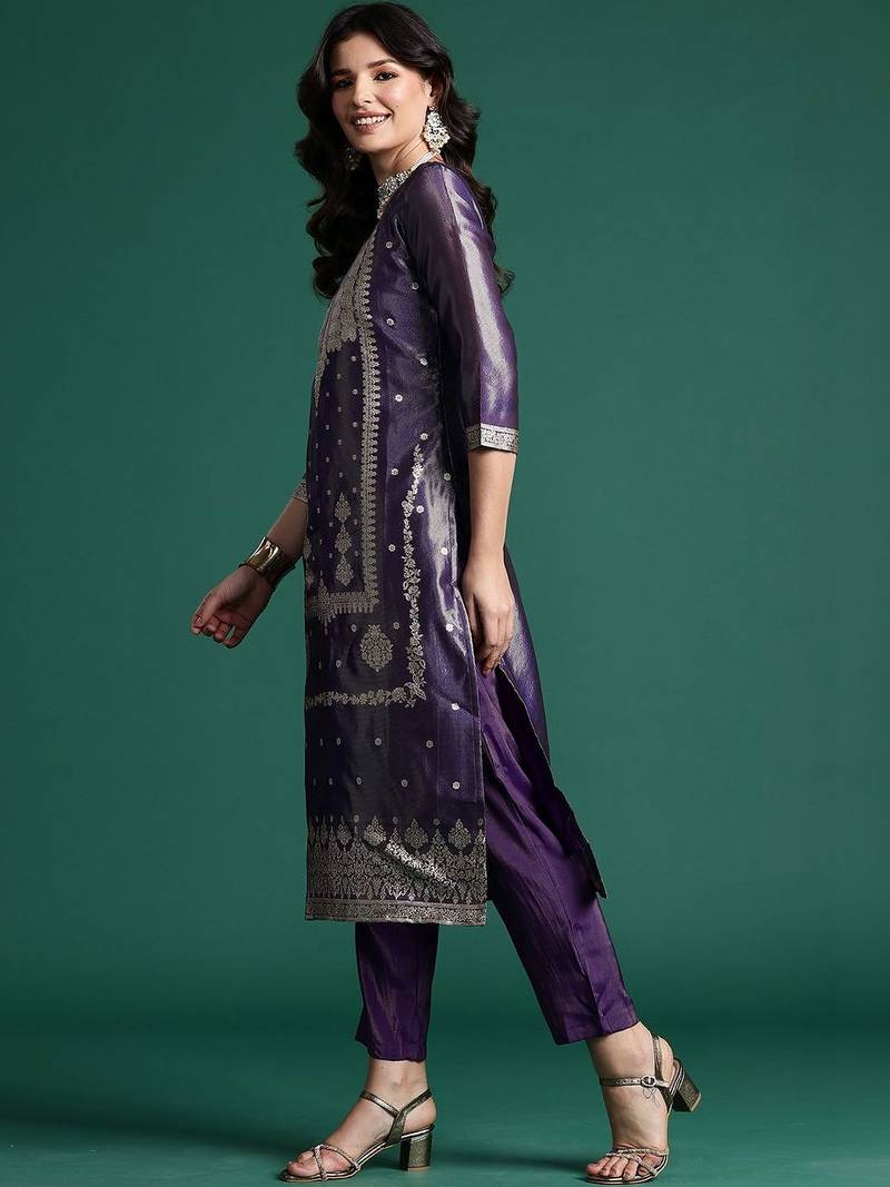 Women Regular Kurta with Trousers & With Dupatta