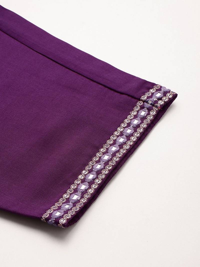 Women Ethnic Motifs Embroidered Regular Thread Work Kurta with Trousers & With Dupatta