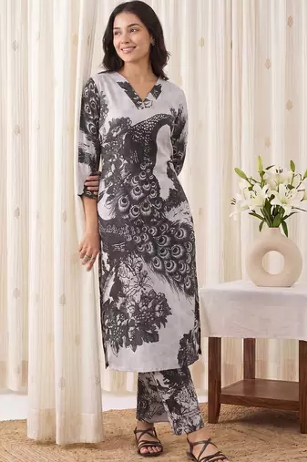 Women Ethnic Motifs Printed Regular Pure Cotton Kurta with Trousers