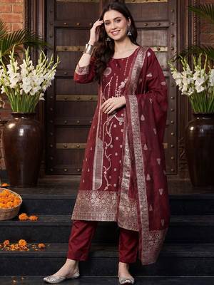 Women Ethnic Motifs Regular Kurta with Trousers & With Dupatta 4