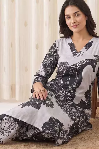 Women Floral Printed Regular Pure Cotton Kurta with Trousers