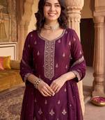 Women Ethnic Motifs Embroidered Regular Thread Work Kurta with Sharara & With Dupatta