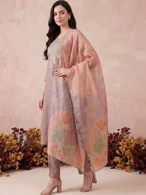 Women Floral Embroidered Regular Mirror Work Kurta with Trousers & With Dupatta 6