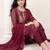 Women Bandhani Dyed Regular Thread Work Kurta with Trousers & With Dupatta