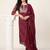 Women Bandhani Dyed Regular Thread Work Kurta with Trousers & With Dupatta