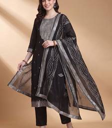 Women Ethnic Woven design Regular Thread Work Kurta With Trousers & Dupatta