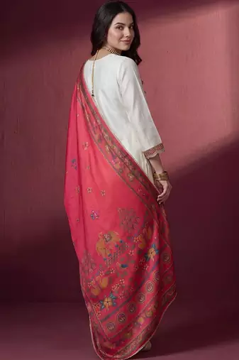 Women Ethnic Motifs Regular Thread Work Kurta with Trousers & With Dupatta