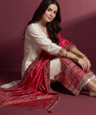 Women Ethnic Motifs Regular Thread Work Kurta with Trousers & With Dupatta 6
