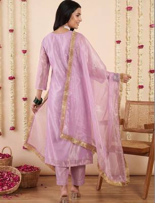 Women Ethnic Motifs Embroidered Regular Thread Work Kurta with Trousers & With Dupatta 6