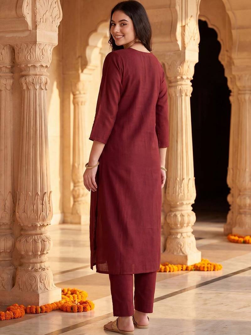 Women Ethnic Motifs Embroidered Regular Kurta with Trousers & With Dupatta