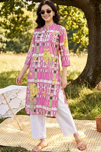 Women Printed Regular Pure Cotton Kurta with Palazzos