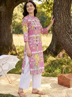 Women Printed Regular Pure Cotton Kurta with Palazzos 3