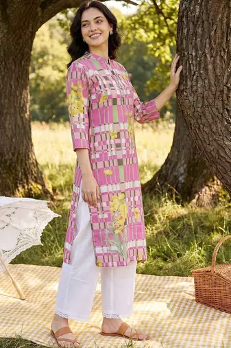 Women Printed Regular Pure Cotton Kurta with Palazzos