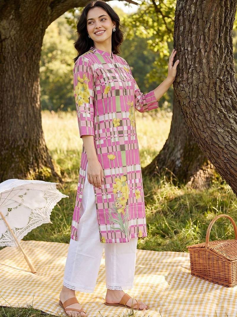 Women Printed Regular Pure Cotton Kurta with Palazzos