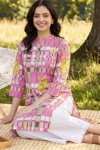 Women Printed Regular Pure Cotton Kurta with Palazzos