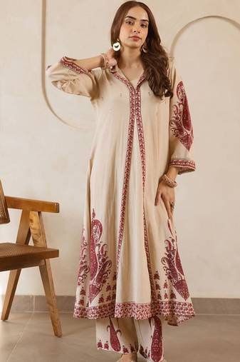 Women Paisley Printed Regular Pure Cotton Kurta with Trousers