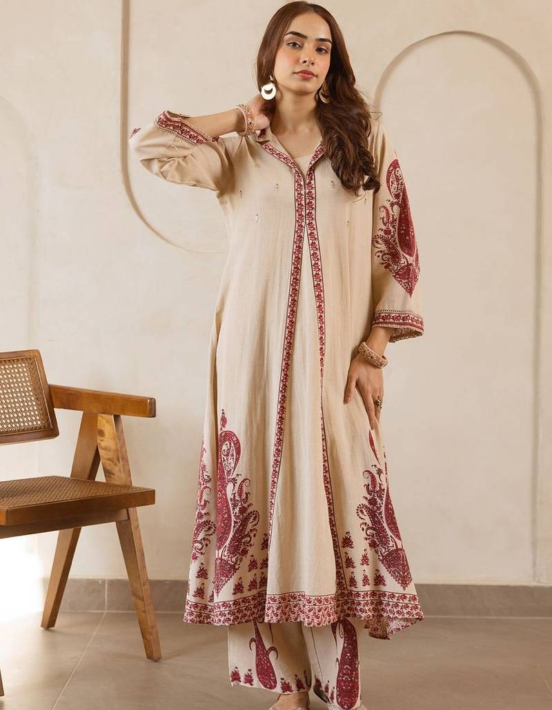 Women Paisley Printed Regular Pure Cotton Kurta with Trousers