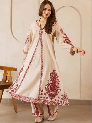 Women Paisley Printed Regular Pure Cotton Kurta with Trousers 2