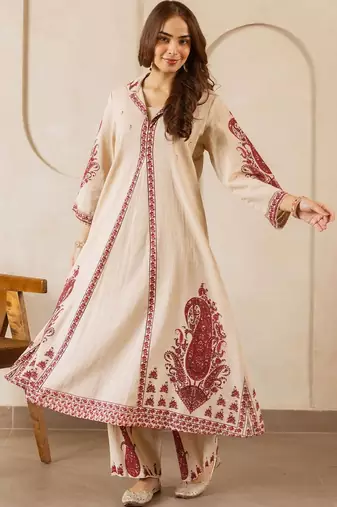 Women Paisley Printed Regular Pure Cotton Kurta with Trousers