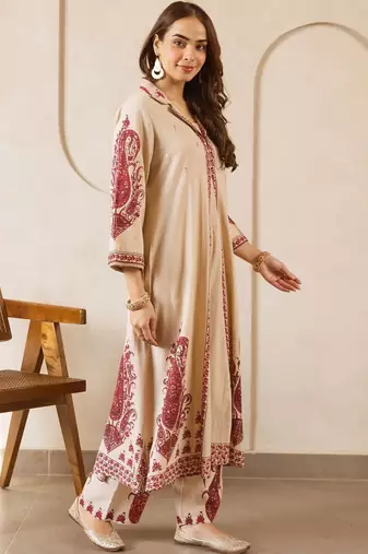 Women Paisley Printed Regular Pure Cotton Kurta with Trousers