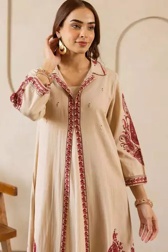 Women Paisley Printed Regular Pure Cotton Kurta with Trousers