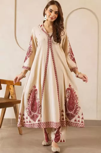 Women Paisley Printed Regular Pure Cotton Kurta with Trousers