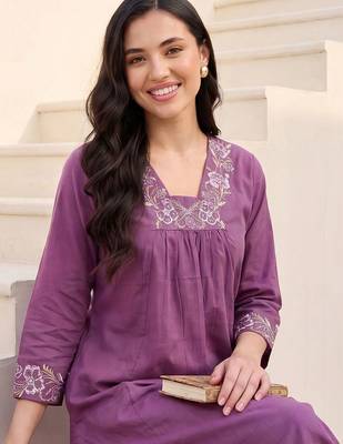 Women Ethnic Motifs Embroidered Regular Thread Work Pure Cotton Kurta with Trousers 4
