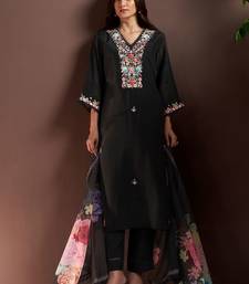 Women Floral Embroidered Regular Thread Work Kurta with Trousers & With Dupatta