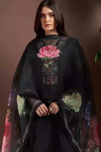 Women Floral Embroidered Regular Thread Work Kurta with Trousers & With Dupatta