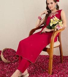 Women Embroidered Regular Thread Work Kurta with Trousers