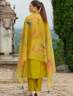 Women Floral Embroidered Regular Thread Work Kurta with Trousers & With Dupatta 4