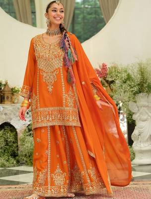 Women Ethnic Motifs Embroidered Regular Kurta with Palazzos & With Dupatta 1