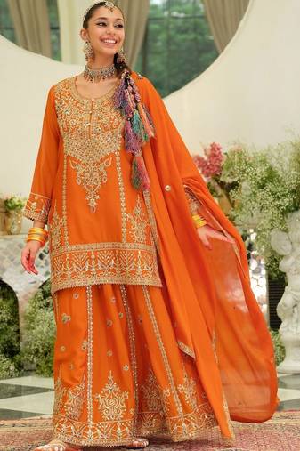 Women Ethnic Motifs Embroidered Regular Kurta with Palazzos & With Dupatta