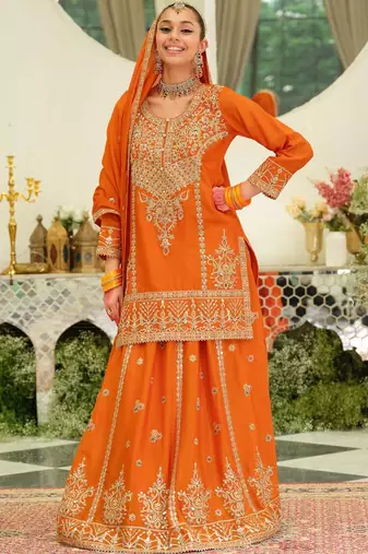Women Ethnic Motifs Embroidered Regular Kurta with Palazzos & With Dupatta