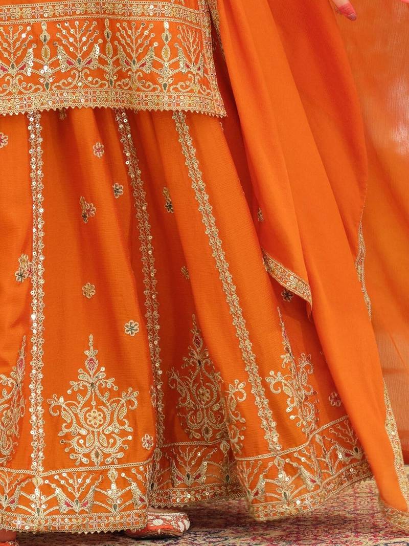 Women Ethnic Motifs Embroidered Regular Kurta with Palazzos & With Dupatta