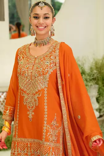 Women Ethnic Motifs Embroidered Regular Kurta with Palazzos & With Dupatta