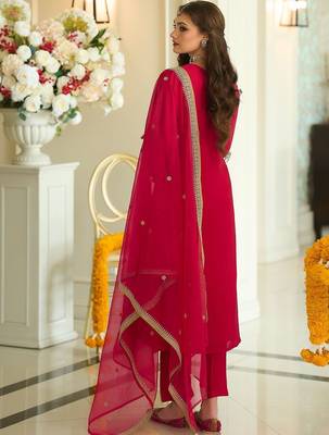 Women Ethnic Motifs Embroidered Regular Thread Work Kurta with Trousers & With Dupatta 3