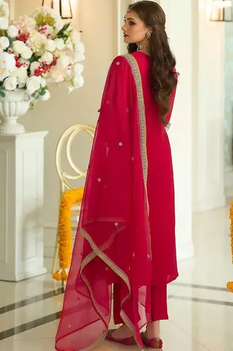 Women Ethnic Motifs Embroidered Regular Thread Work Kurta with Trousers & With Dupatta