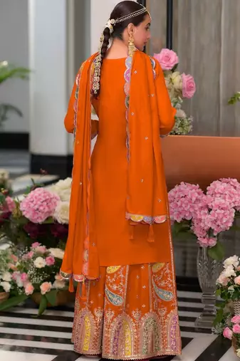 Women Embroidered Regular Sequinned Kurta with Palazzos & With Dupatta