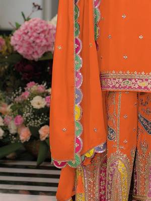 Women Embroidered Regular Sequinned Kurta with Palazzos & With Dupatta 7