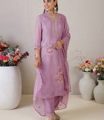 Women Floral Embroidered Regular Thread Work Kurta with Trousers & With Dupatta