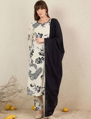 Women Floral Printed Regular Pure Cotton Kurta with Trousers & With Dupatta 5