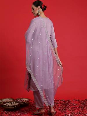 Women Ethnic Motifs Embroidered Regular Thread Work Kurta with Trousers & With Dupatta 2