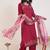 Women Floral Embroidered Regular Thread Work Kurta with Palazzos & With Dupatta