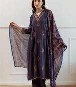 Women Ethnic Motifs Embroidered Regular Thread Work Kurta with Trousers & With Dupatta