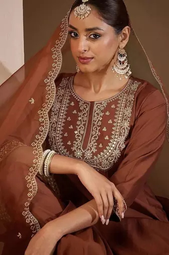 Women Ethnic Motifs Embroidered Regular Liva Kurta with Trousers & With Dupatta