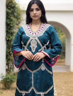 Women Ethnic Motifs Embroidered Regular Gotta Patti Kurta with Trousers 5