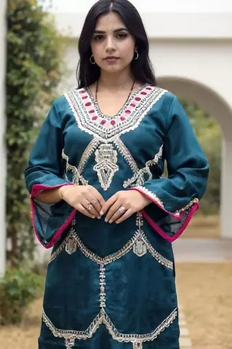Women Ethnic Motifs Embroidered Regular Gotta Patti Kurta with Trousers