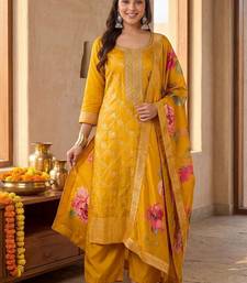 Women Ethnic Motifs Regular Thread Work Kurta with Palazzos & With Dupatta