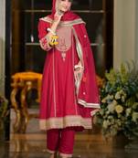 Women Ethnic Motifs Embroidered Regular Kurta with Trousers & With Dupatta